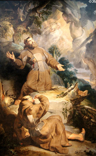 Stigmatization of St Francis painting (c1615-6) by Paul Rubens & his studio at Wallraf-Richartz Museum. Köln, Germany.