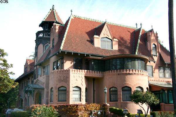 Oliver G. Posey - Edward L. Doheny Mansion (1899) (8 Chester Place). Los Angeles, CA. Style: Gothic, Tudor, & California Mission Revival. Architect: Theodore Eisen & Sumner P. Hunt.