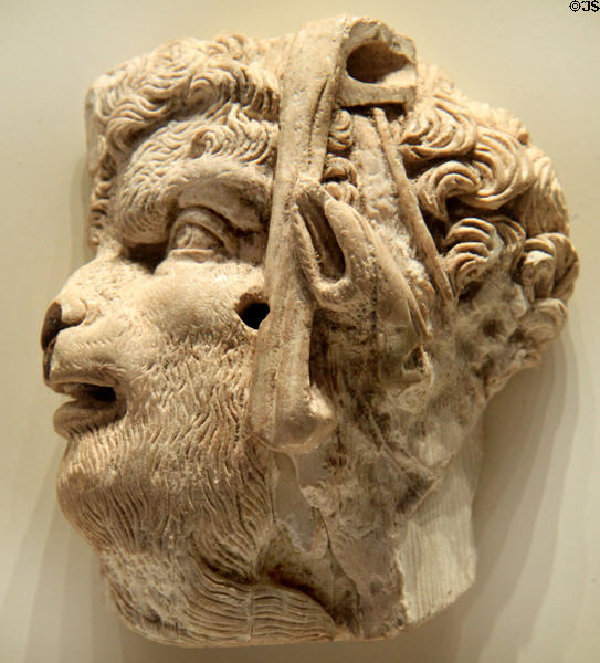 Greek ivory Head of Pan (c100 BCE) at Getty Museum Villa. Malibu, CA.