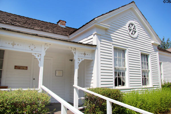 Front entrance of Counts House (1864) at Mariposa Museum. Mariposa, CA.