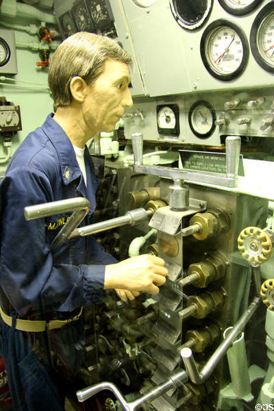 Air pressure service manifold in USS Nautilus at Submarine Force Museum. Groton, CT.