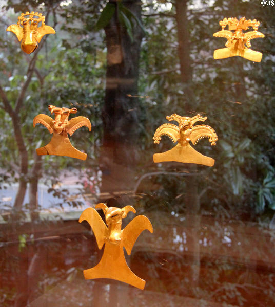 Veraguas & Diquis-Chiriqui gold eagle pendants (700-1500) from Costa Rica at Dumbarton Oaks Museum. Washington, DC.