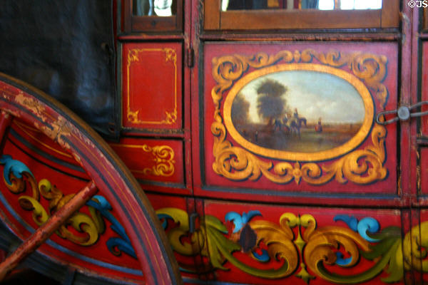 Painted scene on side of Concord Coach at Henry Ford Museum. Dearborn, MI.