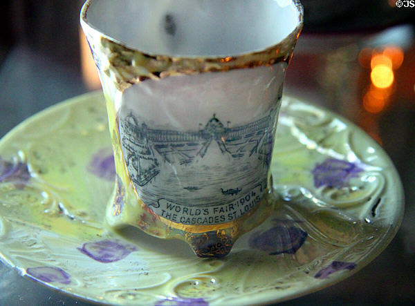 Cascades souvenir tea cup from 1904 St. Louis World's Fair at Chatillon-DeMenil Mansion. St. Louis, MO.