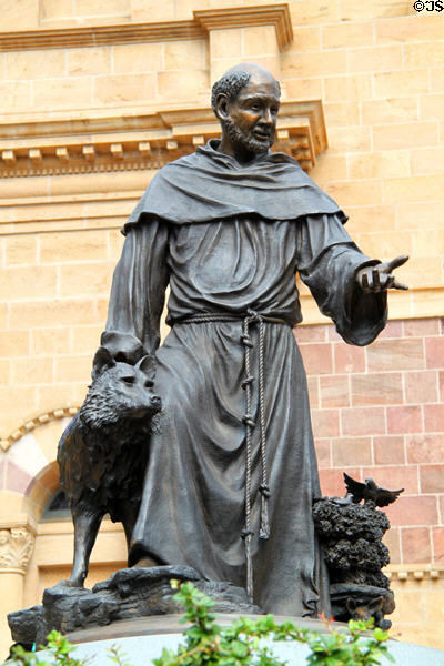St Francis statue (1967) at St Francis Cathedral. Santa Fe, NM.