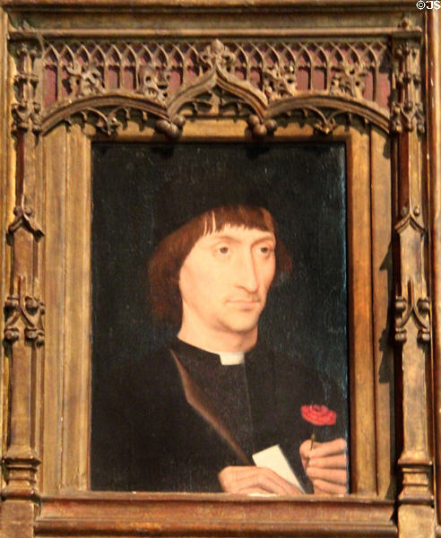 Portrait of a Man with a Pink (c1475) by Hans Memling at Morgan Library. New York City, NY.