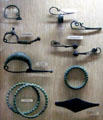 Iron age clothing pins & arm & foot rings at Museum of Natural History. Vienna, Austria.