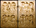Carved ivory religious scenes in Tau Palace. Reims, France.