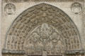 Gothic tympanum of St Stephen's Cathedral. Sens, France.