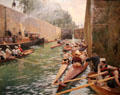 Boats on a Canal Lock painting by Ferdinand Gueldry at Museum of Fine Arts. Reims, France.