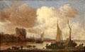River view painting by Jan van Goyen at Rouen Museum of Fine Arts. Rouen, France.