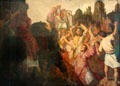 Stoning of St Steven painting by Rembrandt van Rijn at Beaux-Arts Museum. Lyon, France.