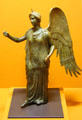 Roman bronze statuette of winged victory at Gallo Roman Museum. Lyon, France.