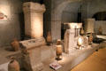 Collection of Roman grave markers & amphorae at Gallo Roman Museum. Lyon, France.