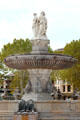 Details of Rotonde fountain with statues representing justice, agriculture & fine arts by three artists. Aix-en-Provence, France.