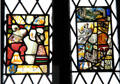 Stained glass panels in Main Guard at Bunratty Castle. County Clare, Ireland.