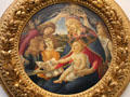 Madonna & Child with five angels painting by Sandro Botticelli at Uffizi Gallery. Florence, Italy.