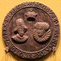 Marriage of James VI of Scotland to Anne of Denmark medal at Hunterian Art Gallery. Glasgow, Scotland.