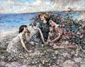 Brighouse Bay, Wild & Burnet Roses painting by Edward Atkinson Hornel of Glasgow Boys at Broughton House. Kirkcudbright, Scotland.