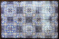 Greek key transfer-printed tile panel by Christopher Dresser for Minton China Works at Jackfield Tile Museum. Ironbridge, England.