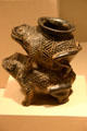 Colima Mexico: early-American pottery vessel of two joined frogs at LACMA. Los Angeles, CA
