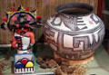 Hopi Butterfly Maiden Kachina doll from AZ & Santo Domingo ceramic pot from, NM at Seeley Stable Museum in Old Town. San Diego, CA.