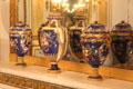 French porcelain on mantle of Salon Doré from Hôtel de la Trémoille from Paris at Legion of Honor Museum. San Francisco, CA.