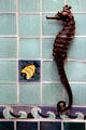 Original bronze seahorse from old Steinhart Aquarium building at California Academy of Science. San Francisco, CA.