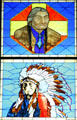 Chief Jack House & Buckskin Charlie stained-glass portraits in Old Supreme Court at Colorado State Capitol. Denver, CO.