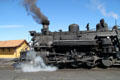 Cumbres & Toltec steam locomotive #488 puffing steam. Antonito, CO