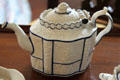 Embossed porcelain tea pot at Joseph Webb House. Wethersfield, CT.