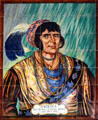 Tile mural of Seminole guerrilla leader Osceola arrested under a flag of truce in 1838 in museum of The Oldest House. St Augustine, FL.