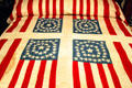 Quilt with U.S. flags made to support Harrison's presidential campaign at Benjamin Harrison Presidential Site. Indianapolis, IN