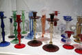 Collection of American glass candlesticks at Wichita Art Museum. Wichita, KS.