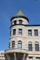 Round corner tower of former Wichita City Hall, now a museum. Wichita, KS.