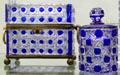 Cut octagon diamond glass box & jar by Boston & Sandwich Glass Co. at Sandwich Glass Museum. Sandwich, MA.