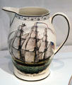 Ship Orozimbo earthenware pitcher by Herculaneum Pottery Factory of Liverpool at Peabody Essex Museum. Salem, MA.