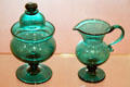 Glass sugar bowl & creamer attrib. to Alfred Green of Boston & Sandwich Glass Co. at Peabody Essex Museum. Salem, MA