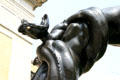 Detail of Hydra head in Hercules' fist by Mathias Gasteiger outside St. Louis Art Museum. St Louis, MO.