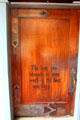 Roycroft Inn entrance door with Hubbard slogan. East Aurora, NY.