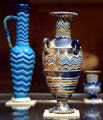 Glass vessels from Egypt during reign of Akhenaton at Metropolitan Museum of Art. New York, NY.