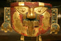 Lambayeque hammered gold funerary mask from Peru at Metropolitan Museum of Art. New York, NY