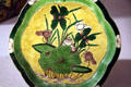 Chinese Qing dynasty porcelain plate painted with lotus flowers at Metropolitan Museum of Art. New York, NY