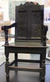 Wainscot oak chair from Massachusetts at Brooklyn Museum. Brooklyn, NY.