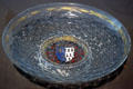 Footed glass plate with arms of Louis XII of France at Toledo Glass Pavilion. Toledo, OH.