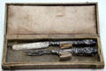 Boxed knife & fork set which belonged to children of President Hayes at Hayes Presidential Center. Fremont, OH.