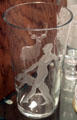 Beaker carved with woman & animals at Tiffin Glass Museum. Tiffin, OH.