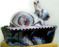Glass rabbit dish by Westmoreland Co. at Degenhart Paperweight & Glass Museum. Cambridge, OH