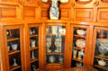 Bookcases with Wedgwood ceramics in billiard room at Chateau-sur-Mer. Newport, RI.