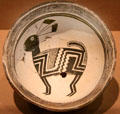 Ceramic black-on-white bowl with rabbit by Mogollon culture of NM at Dallas Museum of Art. Dallas, TX